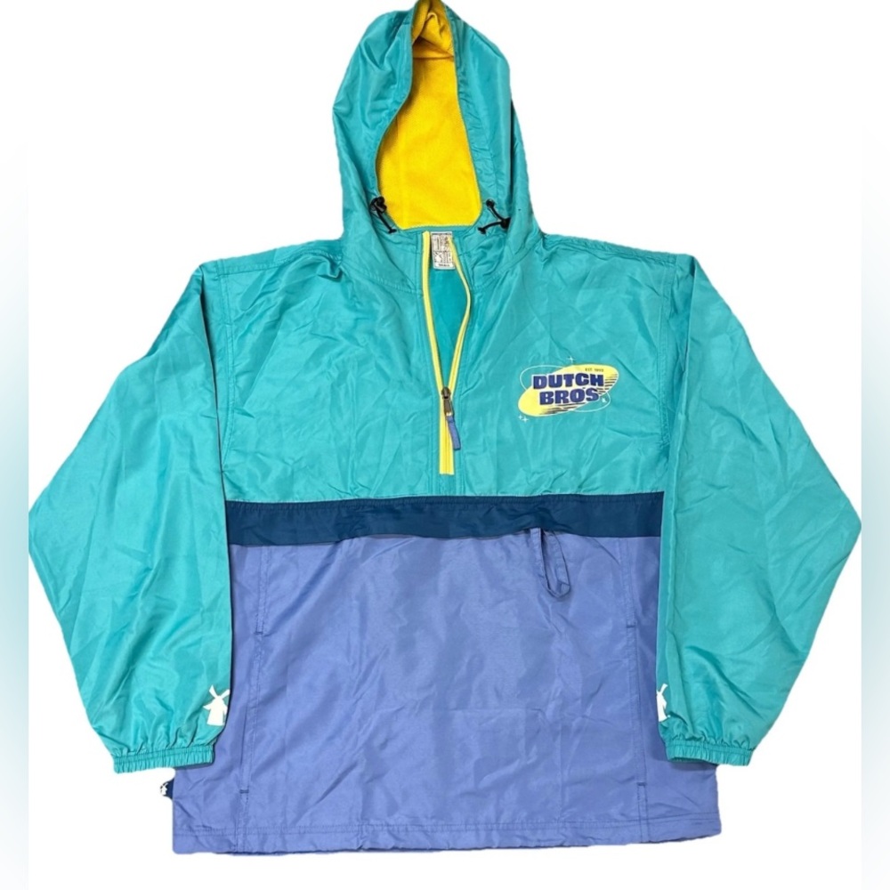 Dutch Bros Anorak Retro Lightweight Packable Windbreaker Jacket Men's Size Large